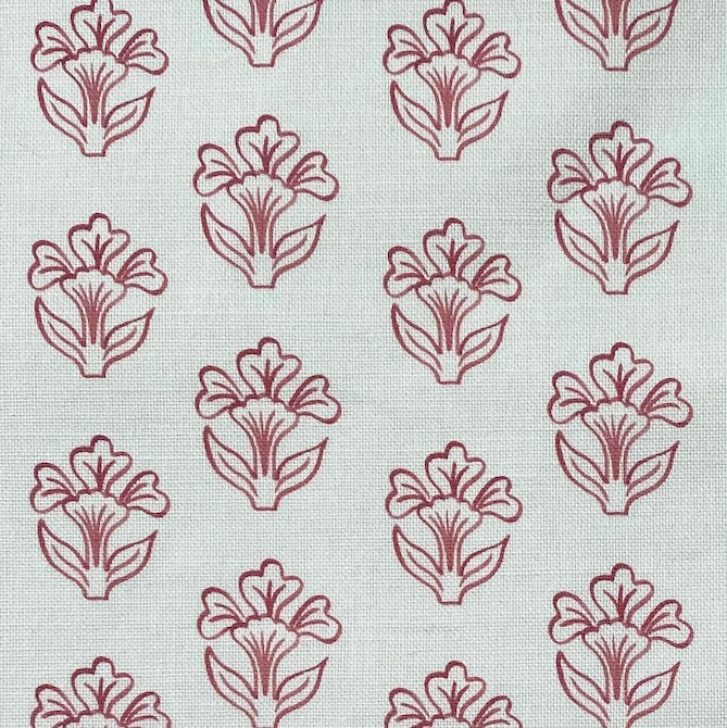Tulips Pink Fabric blue Green