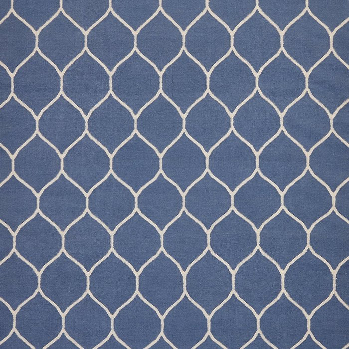 Drops Handwoven New Zealand Wool Rug Blue and Cream Jennifer Manners