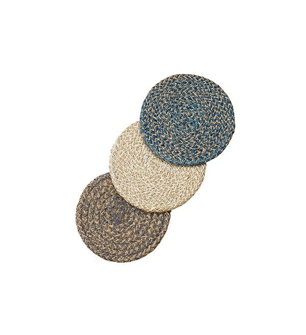 Jute Coasters Grey Natural Fibre Dining Tableware