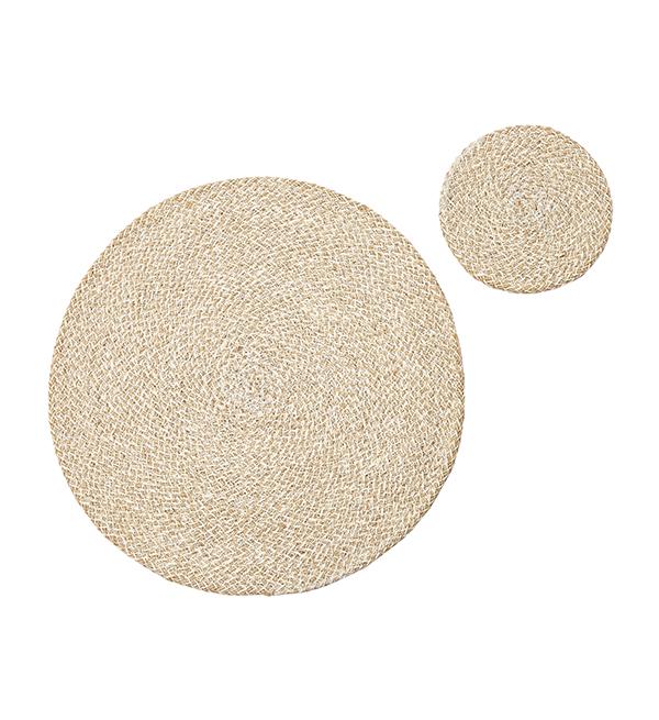 Jute Placemats Pearl White Fibre Dining Serving Mats Tableware
