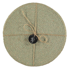 Set of 4 Handwoven Jute Placemats in Limpid Green