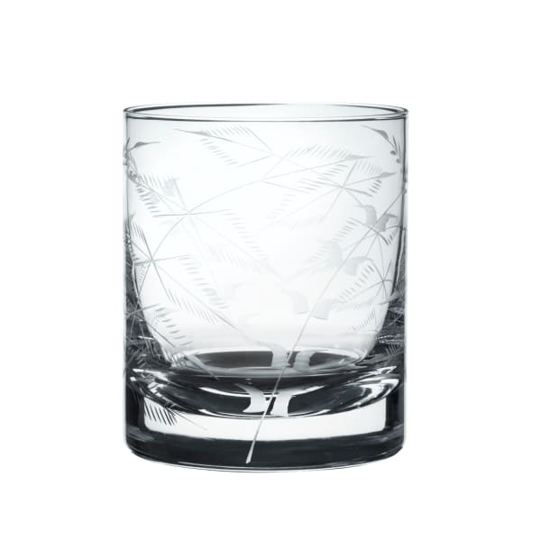 Pair of  Crystal Whiskey Glasses with Fern Design