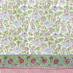 green, red, blue block print tablecloth mews furnishings