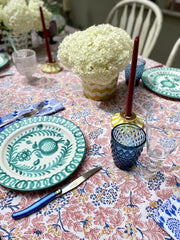Kelpie' Block Printed Blue Floral Tablecloth