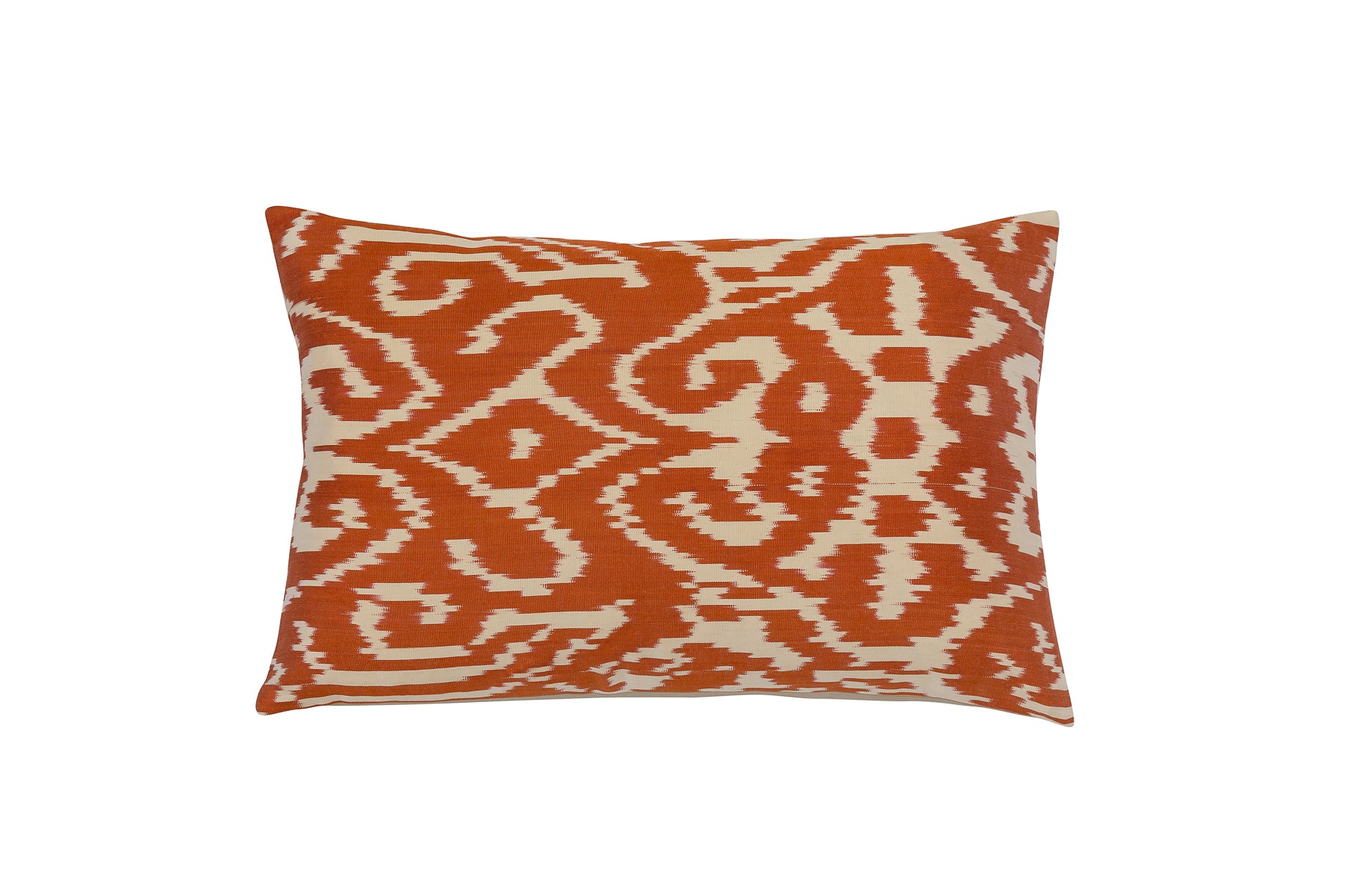 Kylie' Silk Rustic Orange & Cream Ikat Cushion