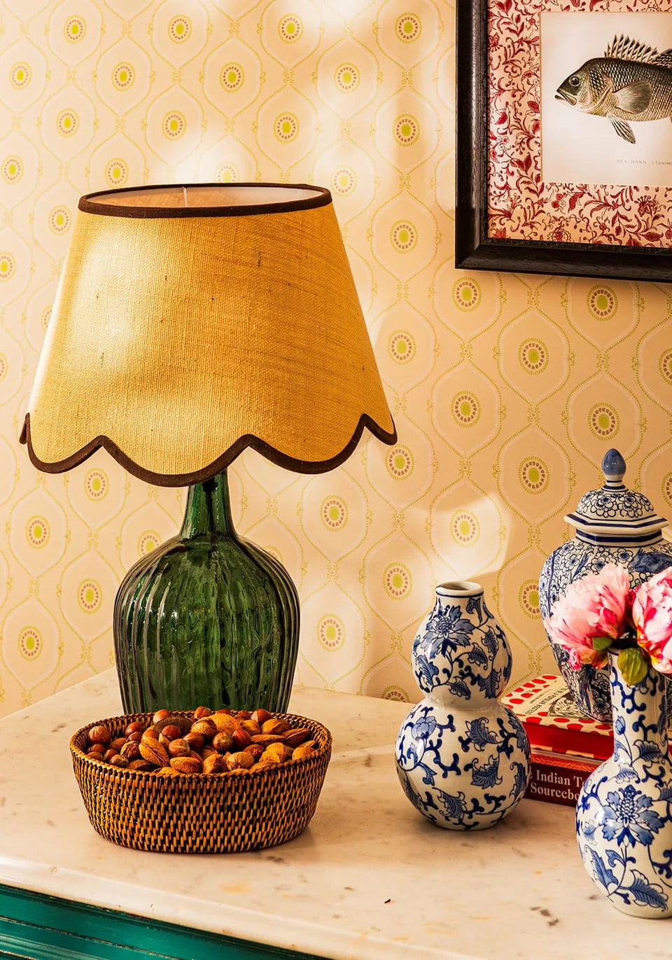 Ribbed Glass Table Lamp | Olive Green | Casa by JJ