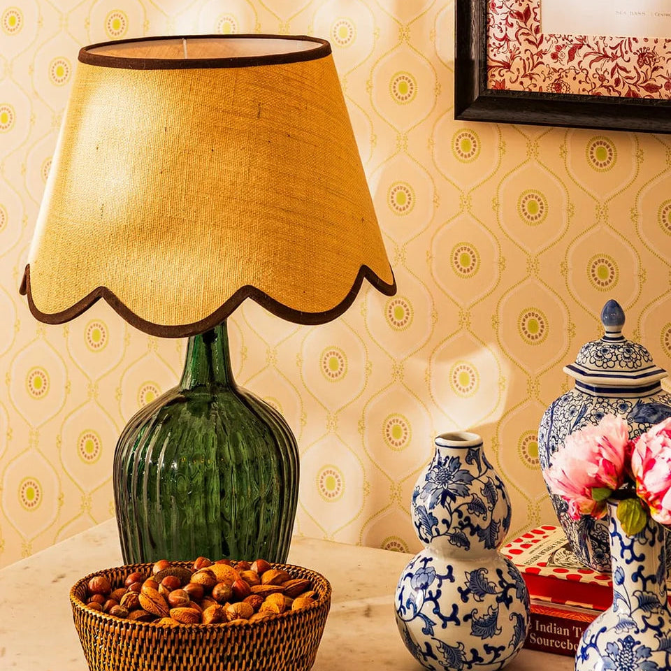 Ribbed Glass Table Lamp | Olive Green | Casa by JJ