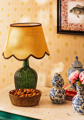 Ribbed Glass Table Lamp | Olive Green | Casa by JJ