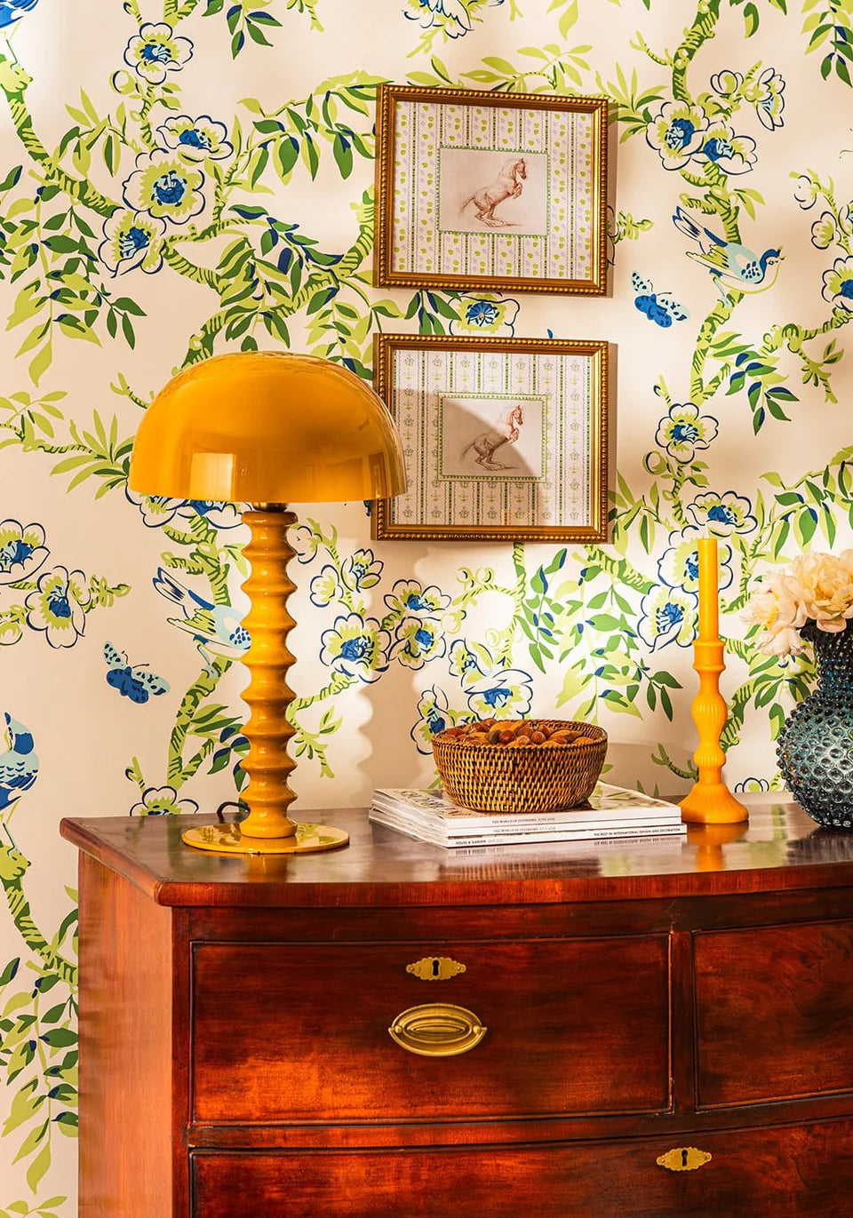 Tall Twisted Stem Lamp with Dome Shade | Mustard Yellow | Casa by JJ