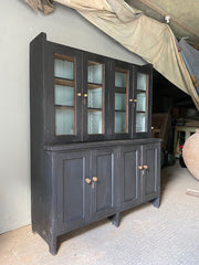 Large Antique Pine Glazed Dresser or Bookcase