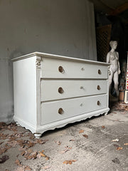 Large Decorative Antique Painted Chest of Drawers in Old White
