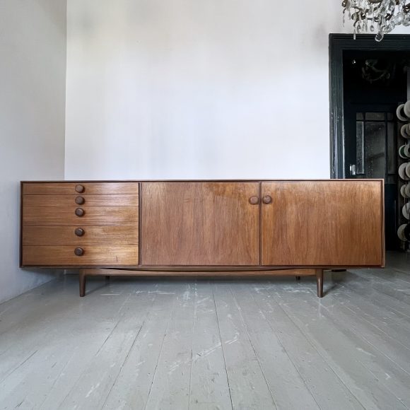 MID CENTURY OAK GLAZED CABINET Antique