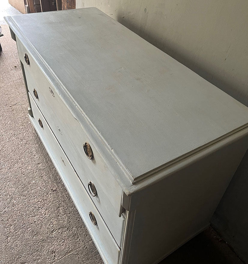 Large Antique Neo-Classical Commode/ Chest of Drawers in Powder Blue