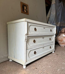 Large Antique Pine Chest of Drawers in Pale Powder Blue