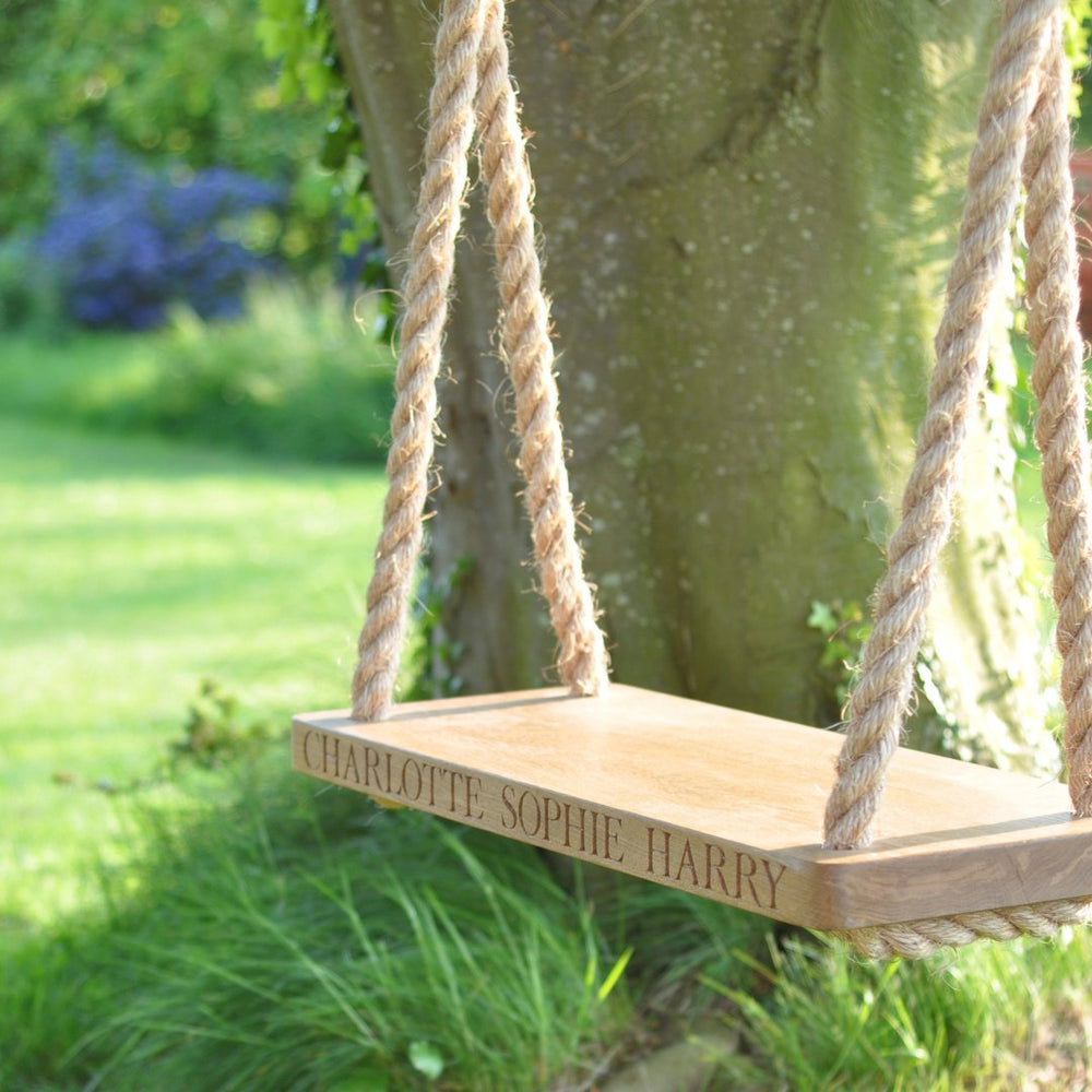 Solid Oak Personalised Large Swing | Oak & Rope Company