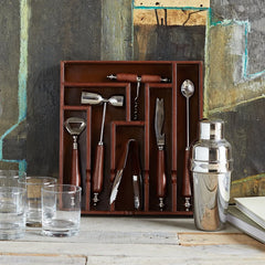 Leather Mixology Drinks Chest with Tools, Ice Bucket & Glasses | Life of Riley 