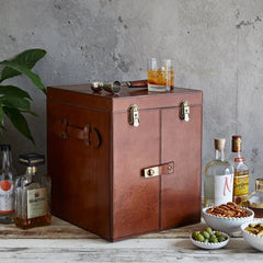 Leather Mixology Drinks Chest with Tools, Ice Bucket & Glasses | Life of Riley 