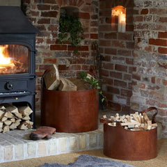 Large Leather Round Log Basket | Life of Riley 