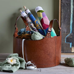 Leather Round Log Basket | Life of Riley 
