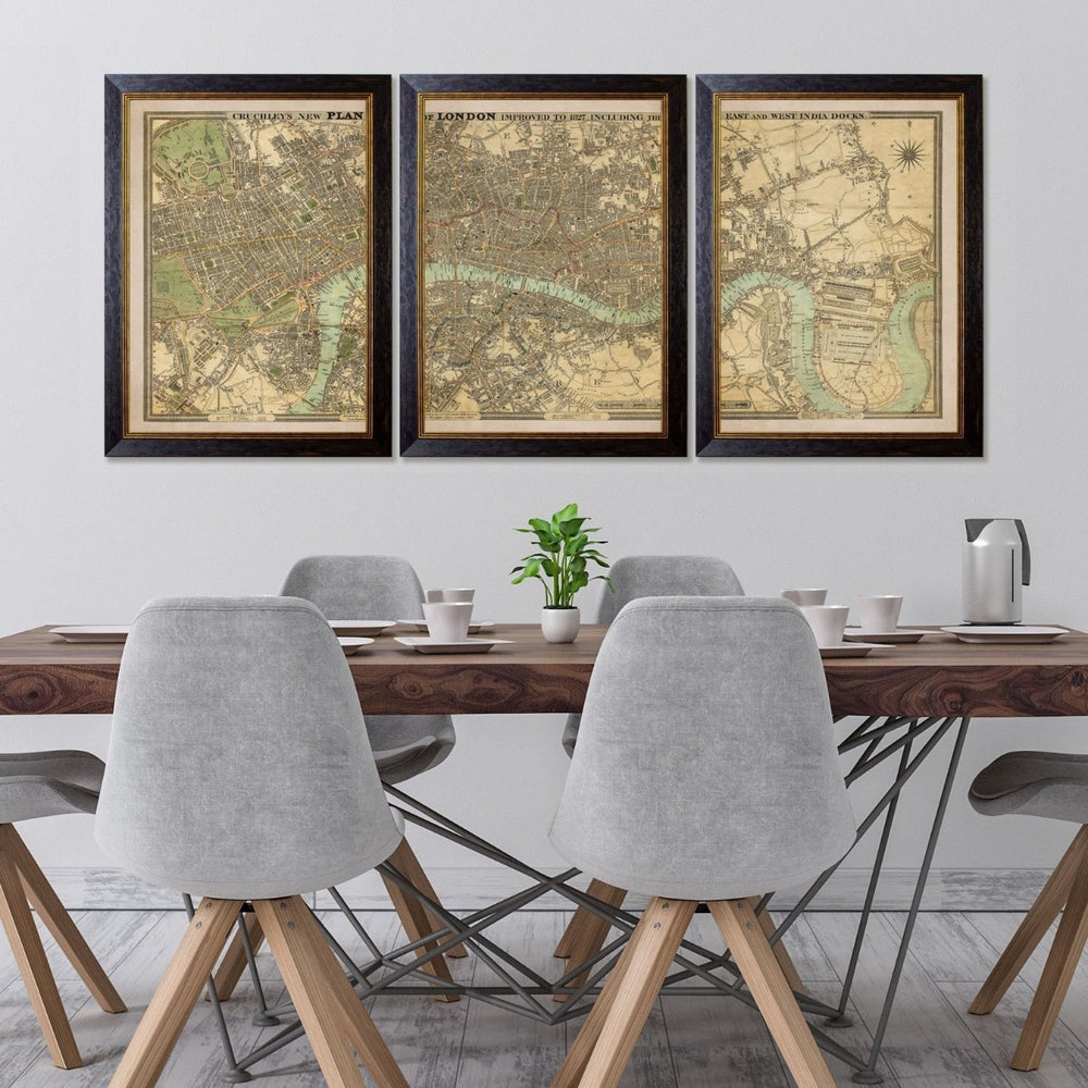 C.1827 London Triptych Map Print