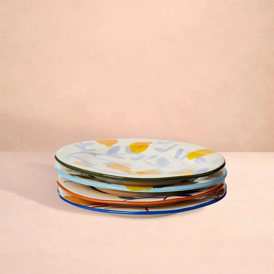 Set of 4 Buds in May Hand-Painted Dinner Plates |  After Matisse | Casa by JJ