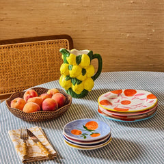 Set of 4 Orange Twigs Hand-Painted Dinner Plates |  After Matisse | Casa by JJ