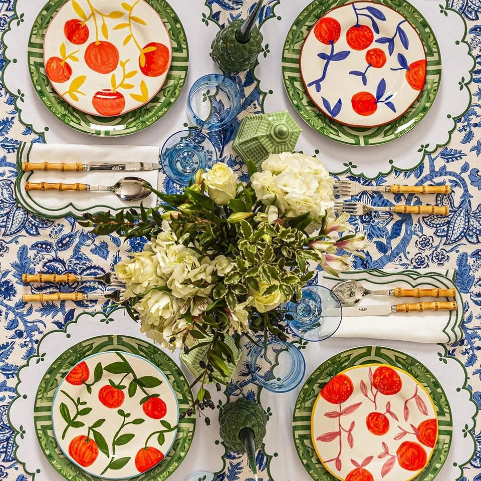 Set of 4 Orange Twigs Hand-Painted Dinner Plates |  After Matisse | Casa by JJ