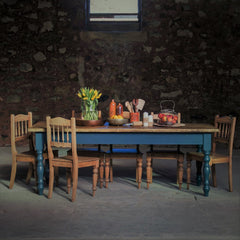 7ft Oak Farmhouse Kitchen Table with Turned Legs