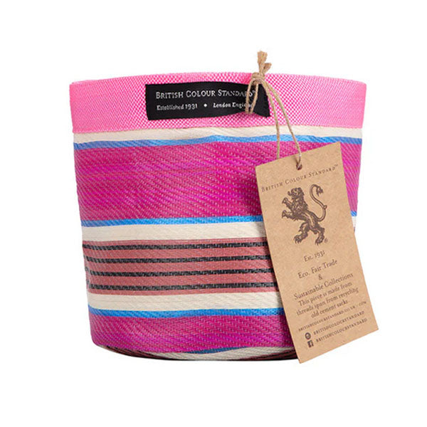 Small 14cm Eco Woven Plant Pot Cover in Neyron Pink, Pompadour & PeaSmall 14cm Eco Woven Plant Pot Cover in Neyron Pink, Pompadour & Pearl, British Colour Standardrl, British Colour Standard