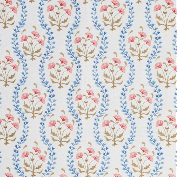 Mews Furnishings Iznik Vine Blue & Pink Floral Fabric