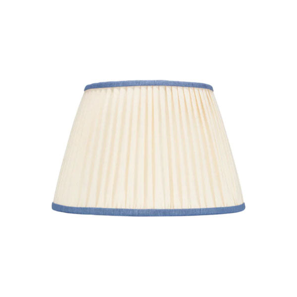 Rosana Lonsdale Pleated Ivory Linen Lampshade with Blue Coloured Trim 