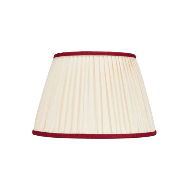 Rosana Lonsdale Pleated Ivory Linen Lampshade with Red Coloured Trim 