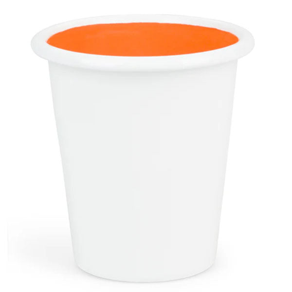 Set of 4 Enamel Tumblers in Bright White / Orange Flame, British Colour Standard
