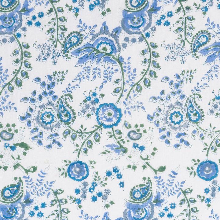 Meadow' Block Printed Blue Floral Tablecloth