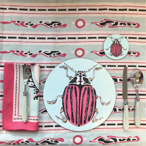 Melamine Eucalyptus Cork Printed Beetle Patterned Placemat