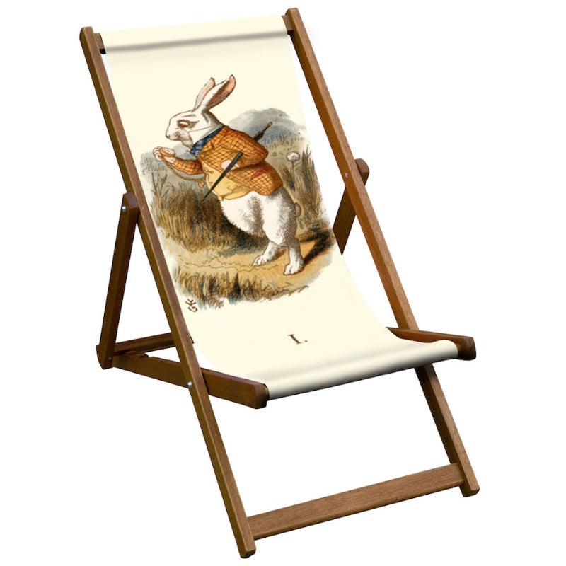 Vintage Inspired Wooden Deckchair- Alice in Wonderland White Rabbit Sling