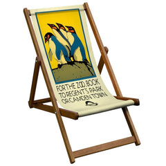 Vintage Inspired Wooden Deckchair- To The Zoo - London Transport Poster