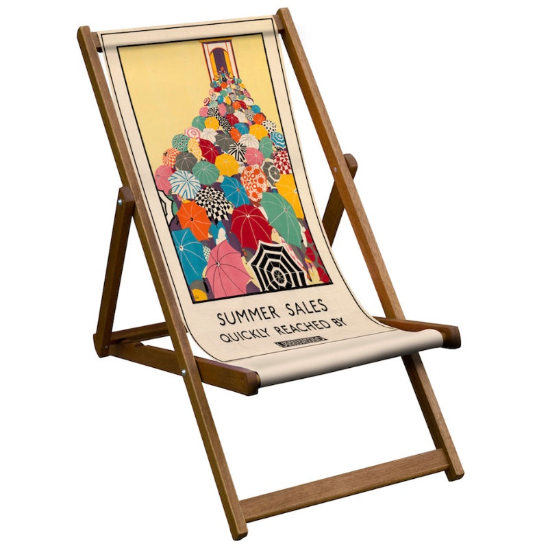 Vintage Inspired Wooden Deckchair- Summer Sales Quickly Reached - London Transport Poster