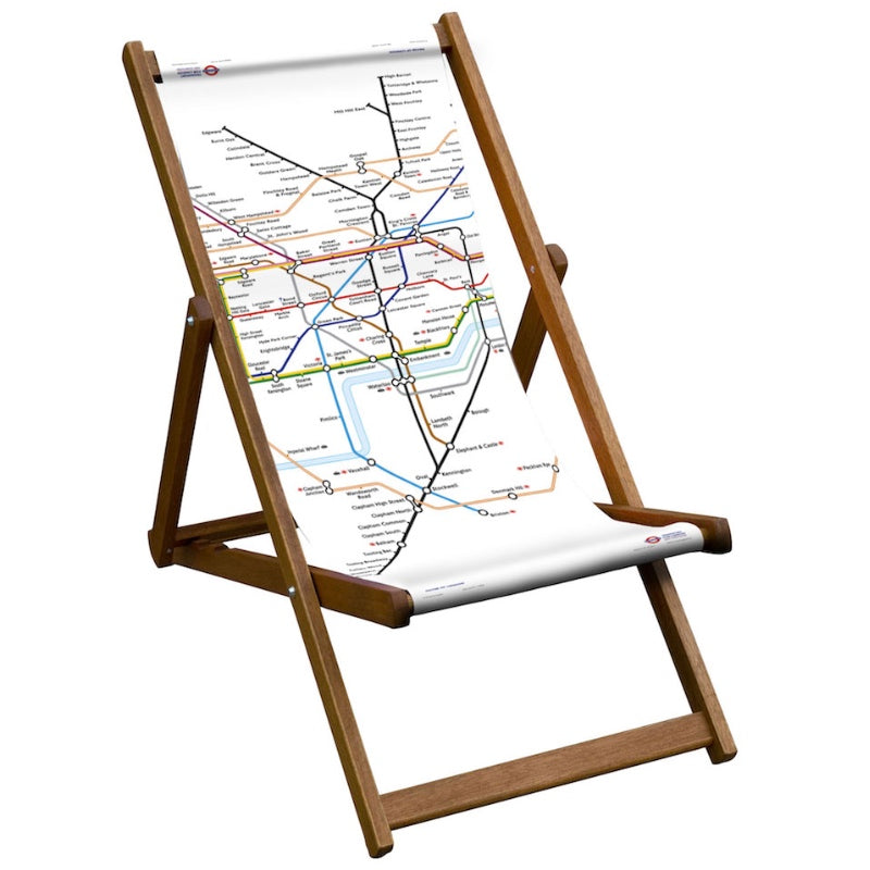 Vintage Inspired Wooden Deckchair- London Tube Map Sling