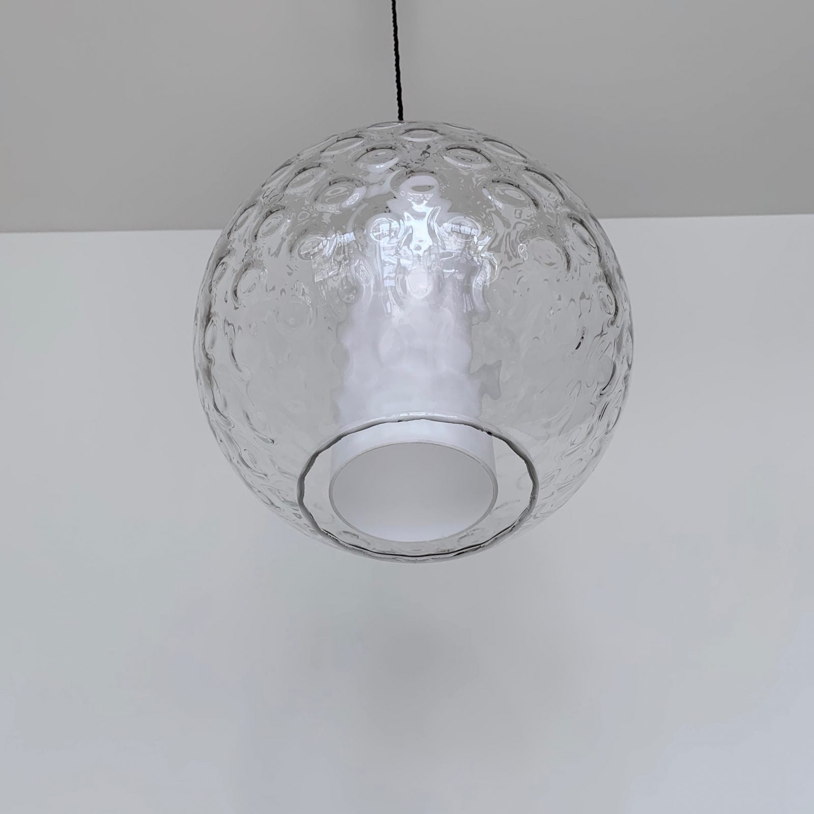 Mid-Century Czech Bubbled Glass Shade Pendant