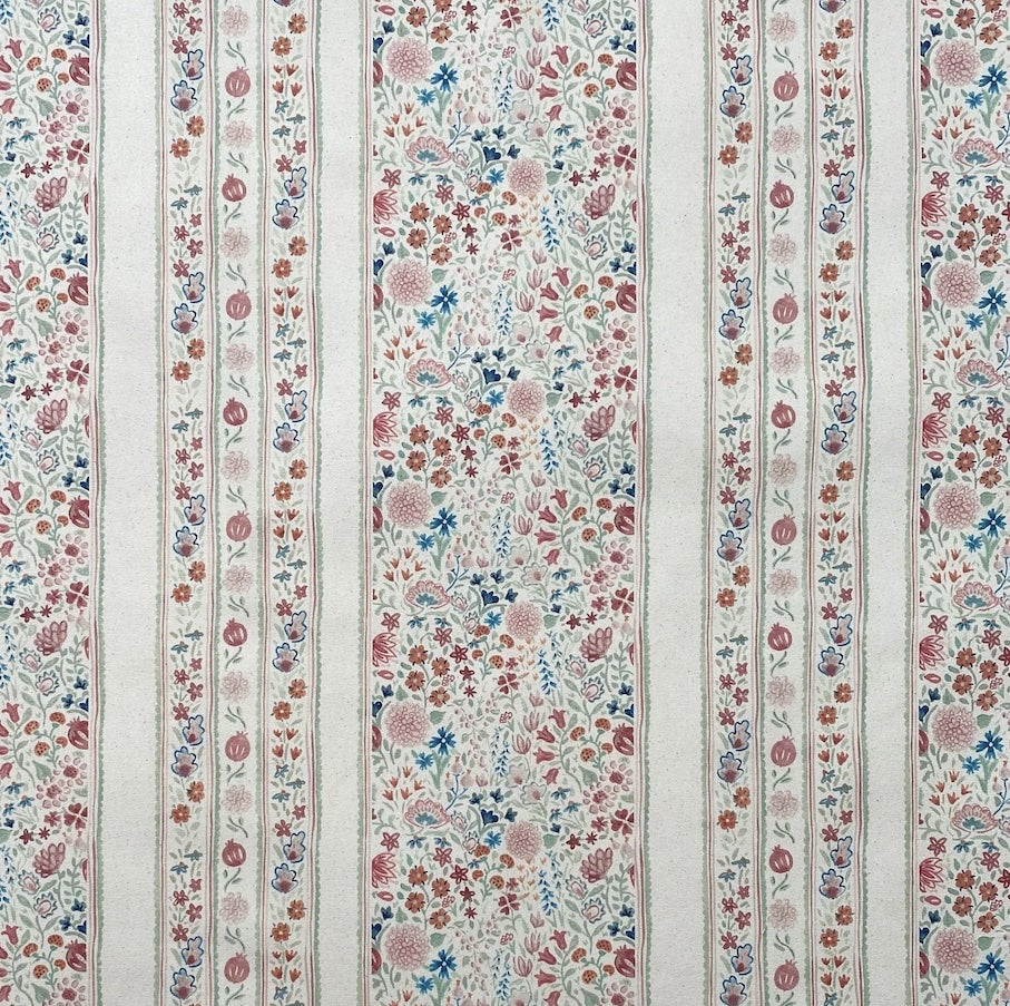 Moghul Meadow Washed Fabric Floral Red Green Pink Blue