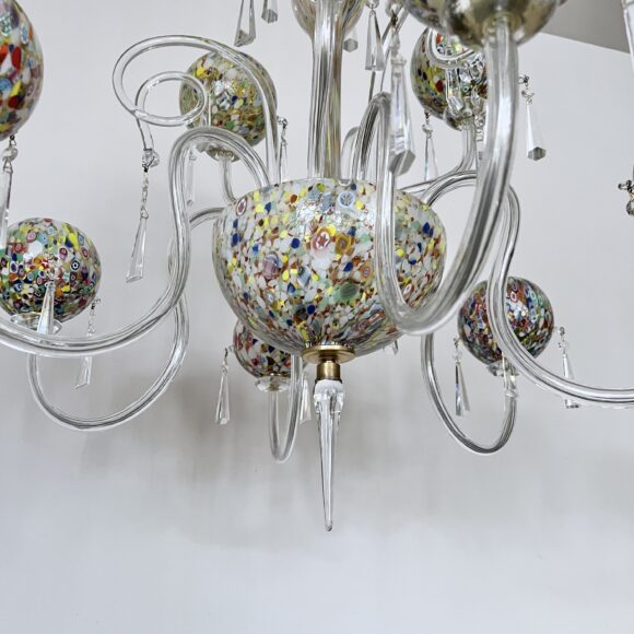 Murano Millefiori Art Glass Chandelier