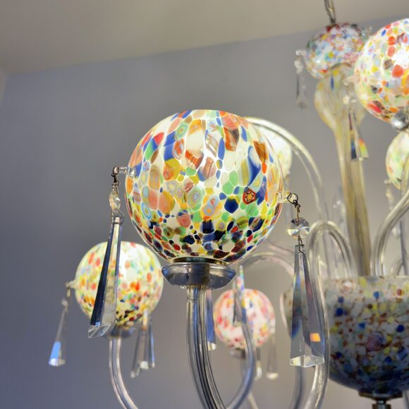 Murano Millefiori Art Glass Chandelier