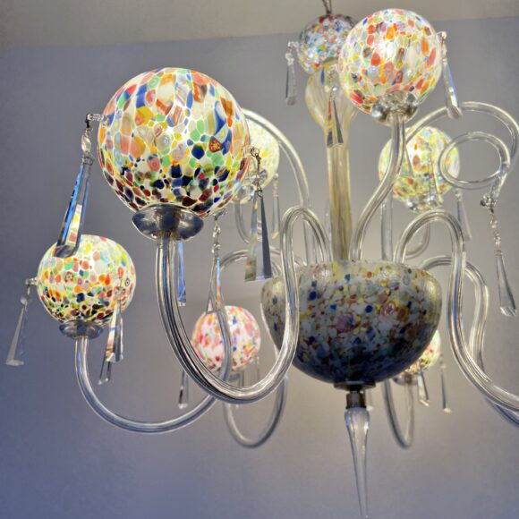Murano Millefiori Art Glass Chandelier