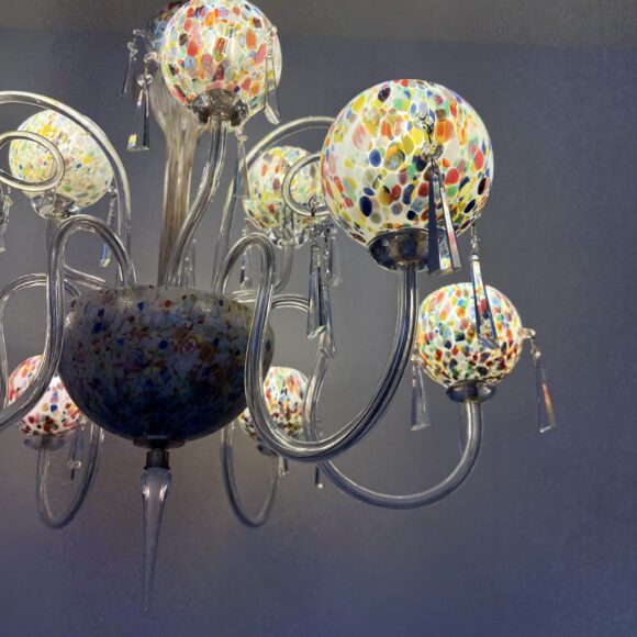 Murano Millefiori Art Glass Chandelier