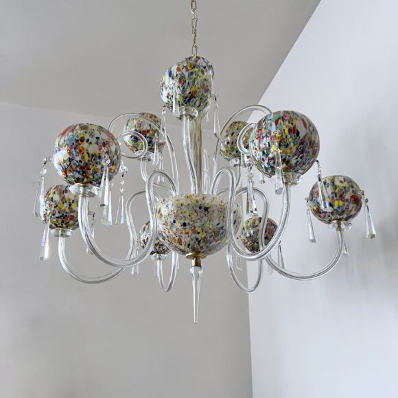 Murano Millefiori Art Glass Chandelier