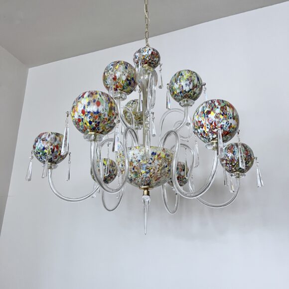 Murano Millefiori Art Glass Chandelier