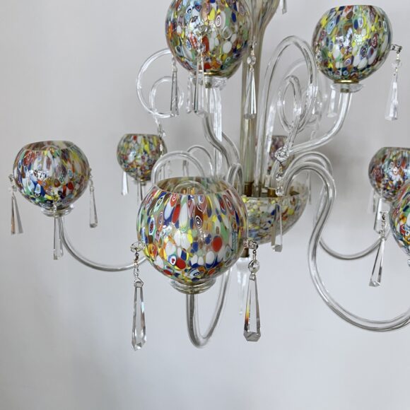 Murano Millefiori Art Glass Chandelier