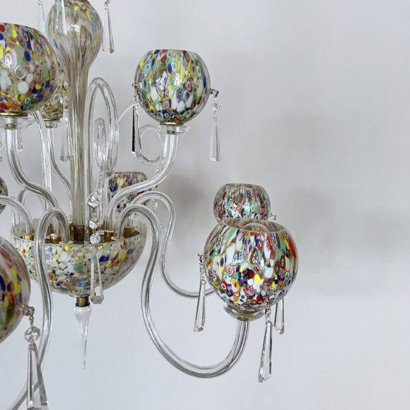 Murano Millefiori Art Glass Chandelier