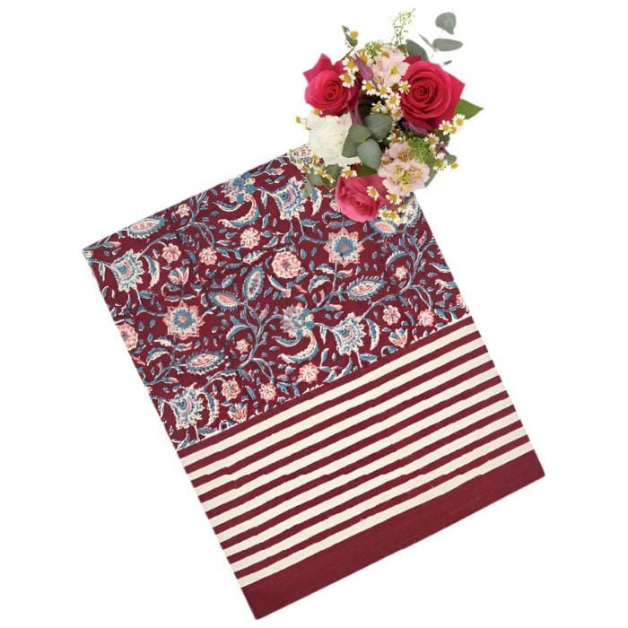 Maroon, Blue & Pink Floral Tablebloth | Casa By JJ